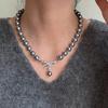 Collier de perles avec pendentif nœud en zircon et perles noires de Tahiti Shijia, bracelet tendance et élégant, chaîne de pull