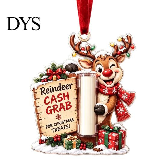 Graduation Cash Gift Box Christmas Ornament, Clear Acrylic Money Holder for Cash, Funny Xmas Tree Hanging Decoration Holiday Party Favors, Seasonal