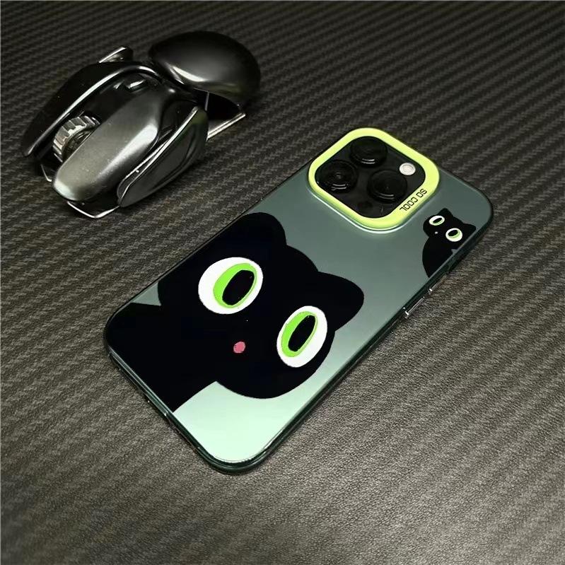 Cute two black cats for iPhone16plus niche 13promax anti-drop 15 iPhone case 14 hard
