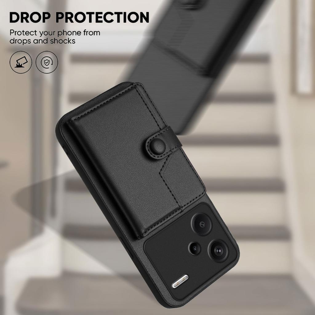 For Xiaomi Redmi Note 13 Pro+ 5G Case RFID Blocking Card Holder Kickstand TPU + PU Leather Phone Back Cover
