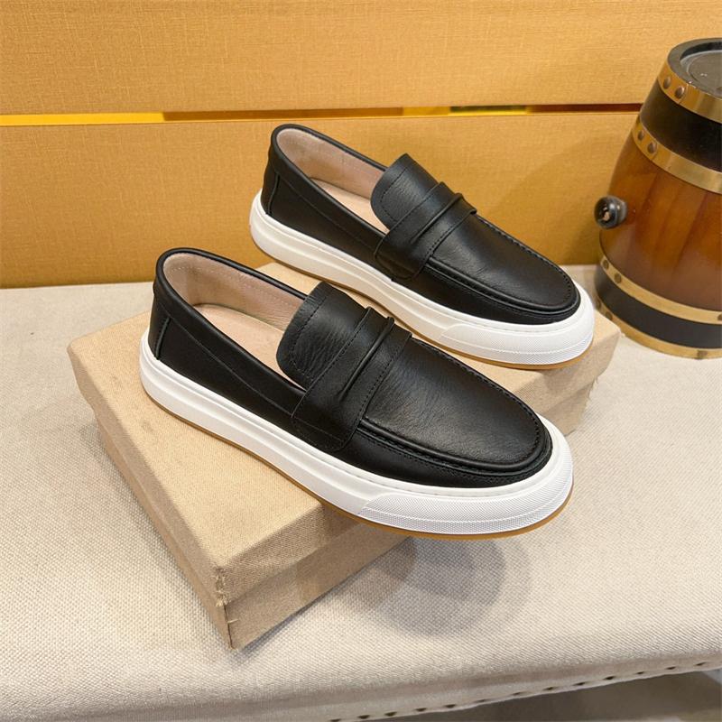 Mode Herren Freizeitschuhe echtes Leder Herren Luxus Britischer Stil Penny Loafers Slipper Herren Dicke Sohle Outdoor Ballerinas Herren Mokassins