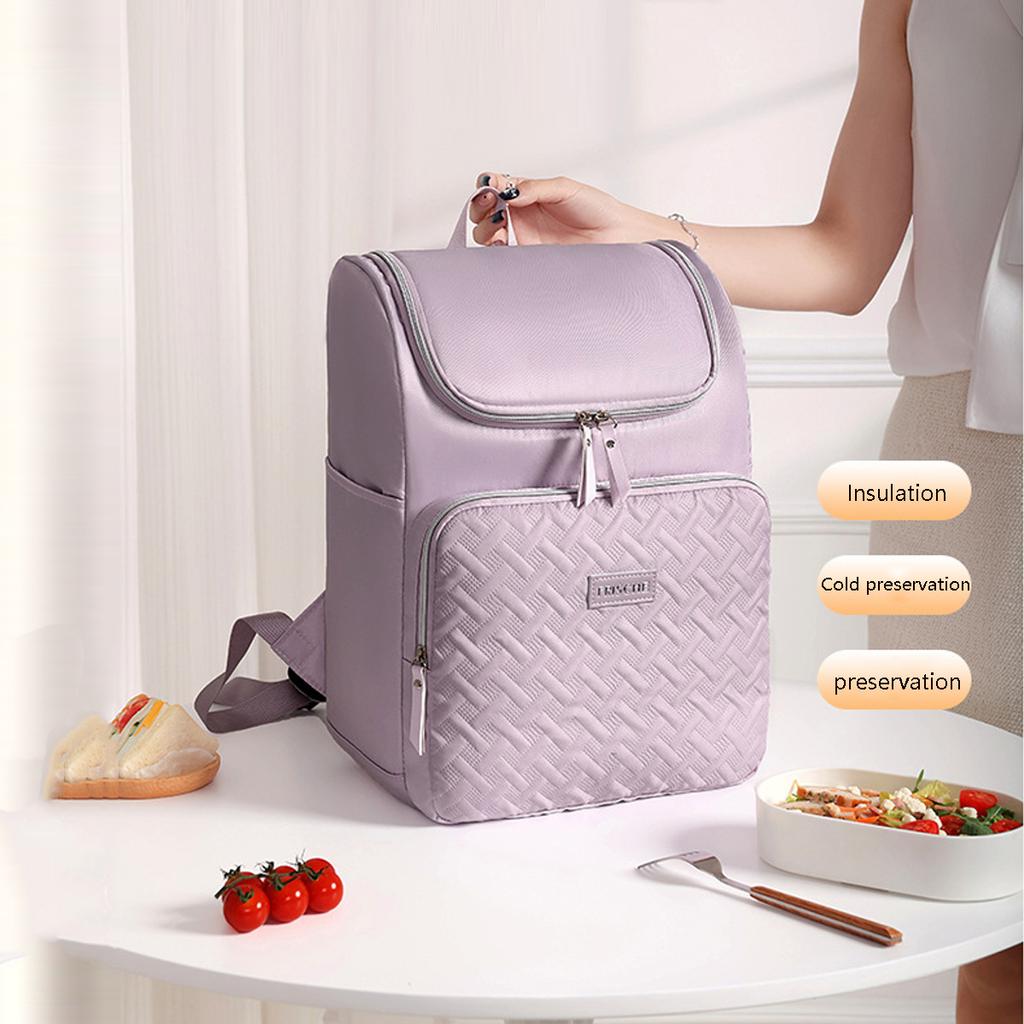 17L Fashion Backpack Insulation Meal Bag Large Capacity Insulated Backpack - Perfect For Camping & Picnics, Durable Polyester