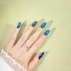 Pure Handmade Deep Sea Blue Cat Eye Nails - Stylish Long Ladder Manicure, Skin-Brightening & Eye-Catching, Popular Internet Celebrity Style