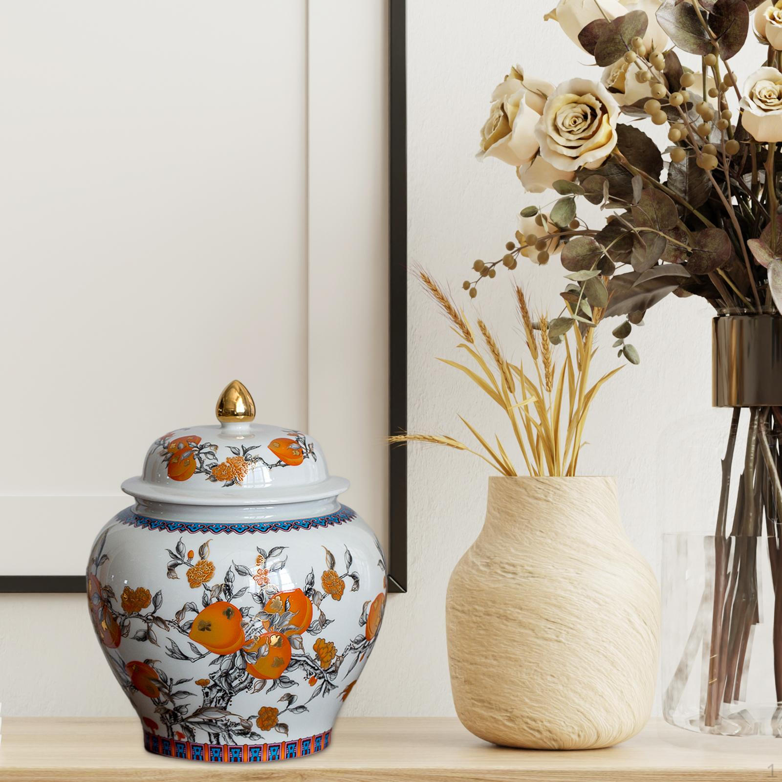 Ceramic Ginger Jar Tea Collectible Centerpieces Decorative Ornament Vase Home Decor for M