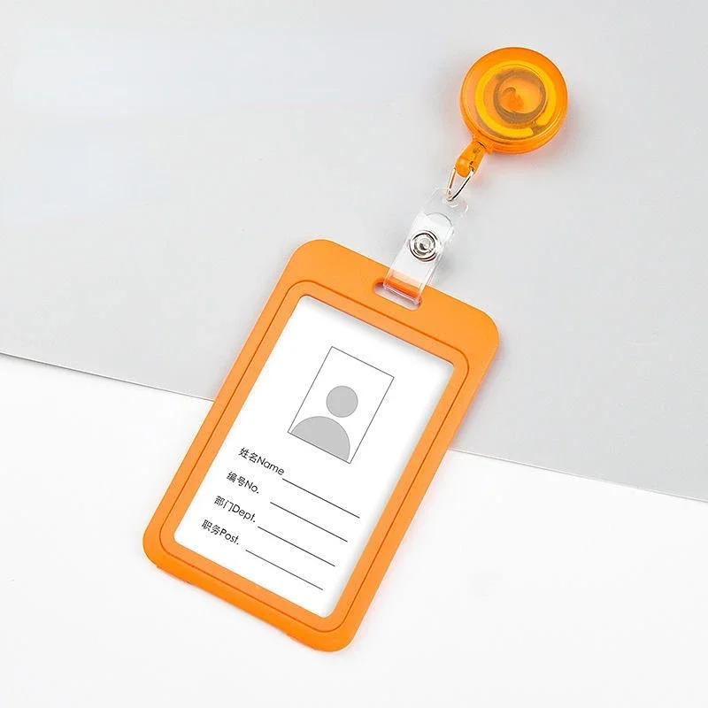 1Set Unisex ID Name Badge Credit Card Holder Employee's Staff Work Card Cover with Retractable Badge Reel Pass Bus Card Sleeve