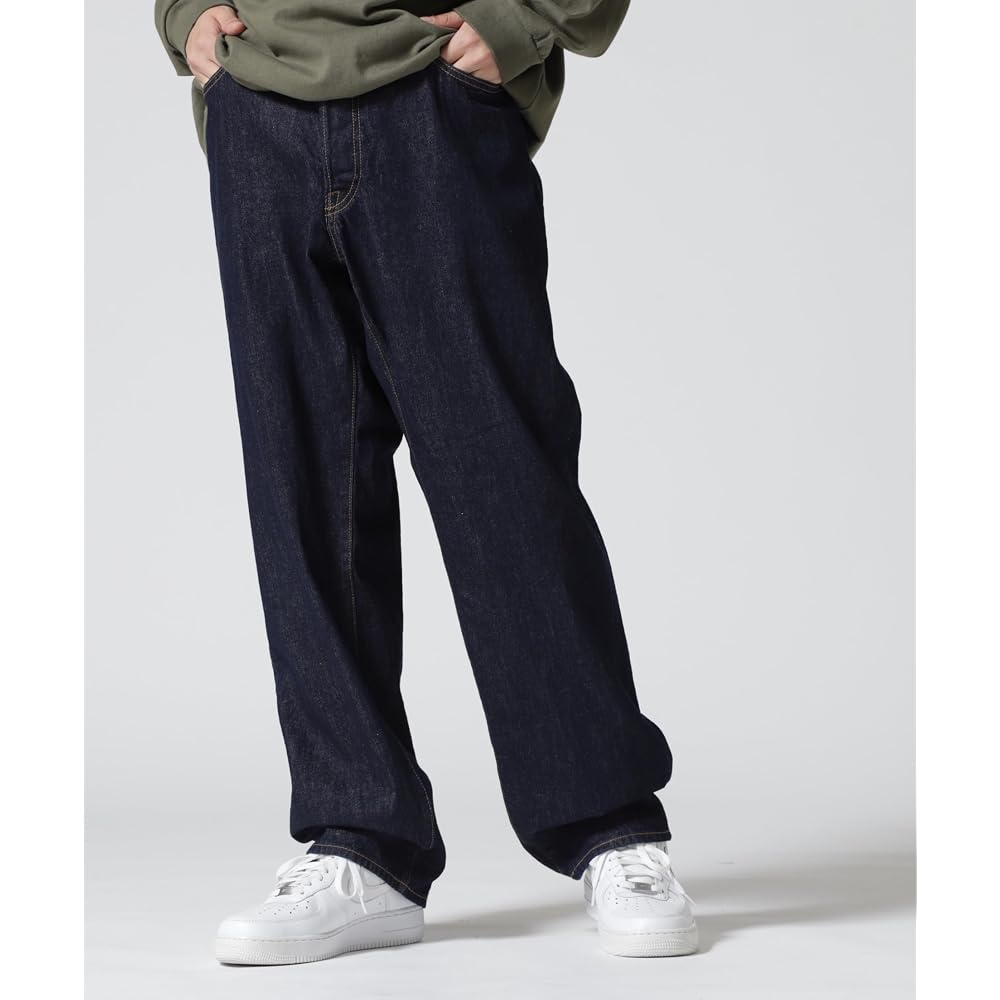 AVIREX Leather Patch Denim Pants Indigo 34 Men's Casual Fit Denim Trousers