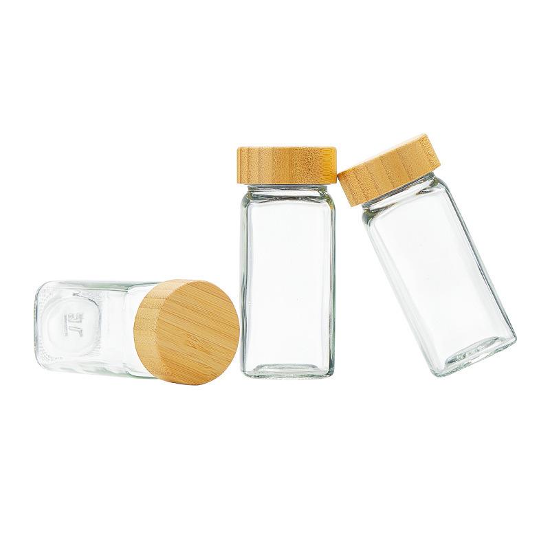 Bamboo Lid Glass Spice Jar with Flip-Top