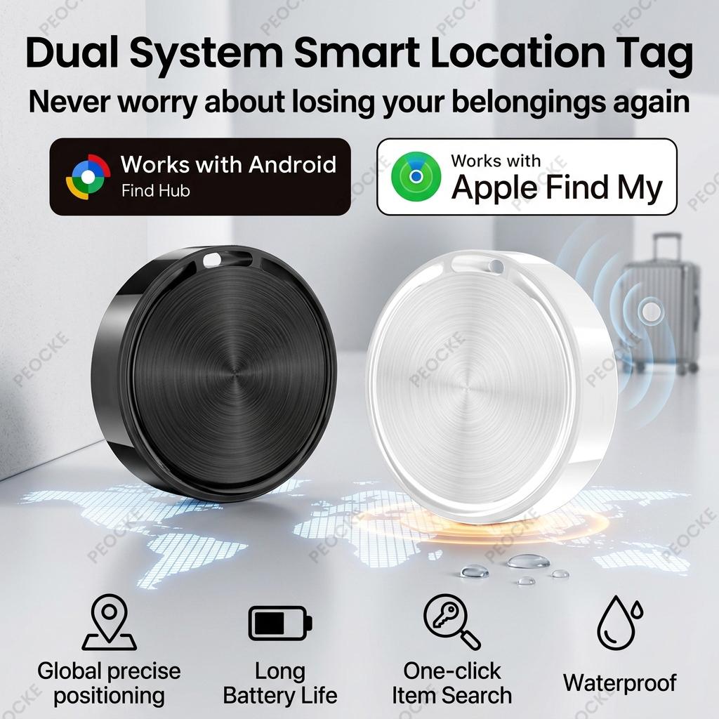 Android/iOS 1-4 Pack Smart Location Tag Dual System Anti-Lost GPS Tracker Item Finder Works With Apple Find My Google Find Hub