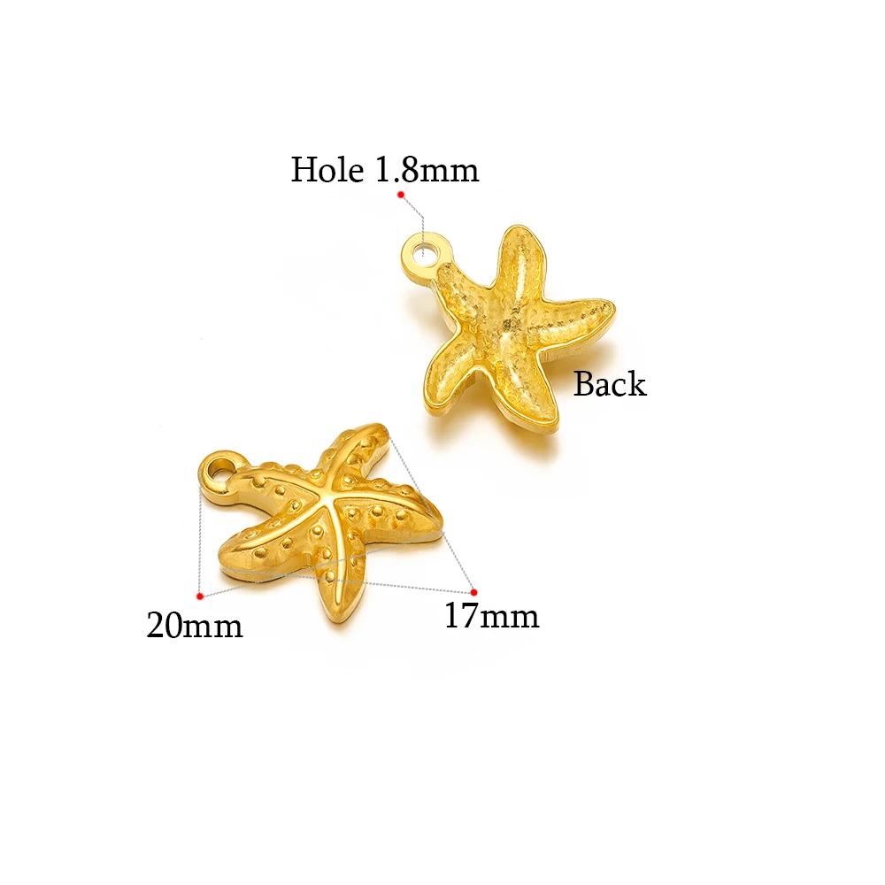 5 Stück Gold Seestern Muschel Anhänger für DIY Schmuck Zubehör Edelstahl Halsketten Anhänger Armbänder Zubehör Ohrringe Herstellung