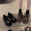 Retro Fashion Small Leather Shoes Women Small Wear Lace-up Comfortable Casual Shoes Niche Design Thick Heel Platform Single Shoes