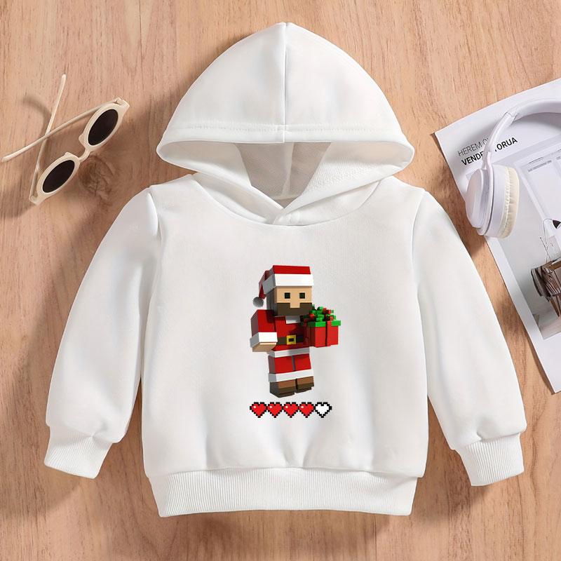 Minecraft Christmas Santa Claus Hoodie age 4-14 Pullover Sweatshirt for Kids Boys Girls Christmas Gift Costume cartoon print New Year gift