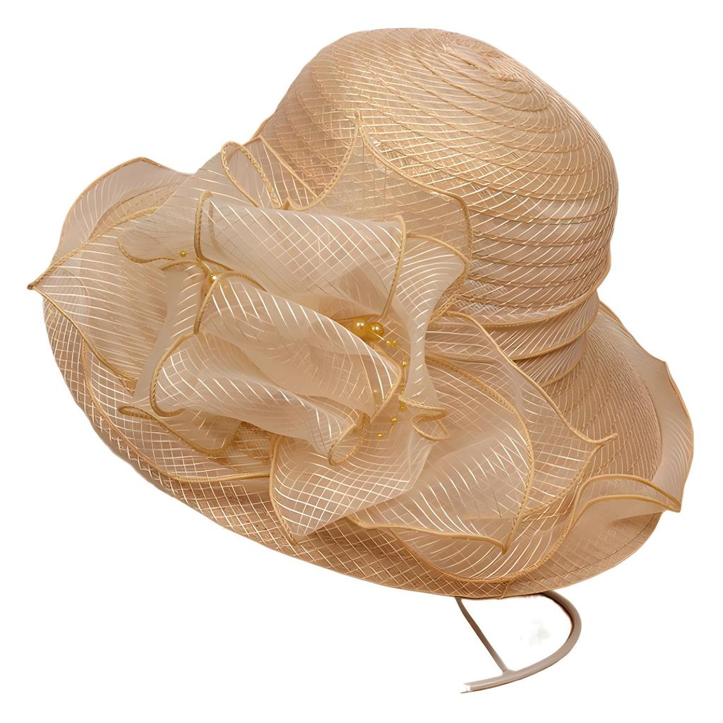 Eugen Yarn Ruffle Edge Flower Big Brim Pot Hat Women's Summer Sun Protection Bucket Hat Fashion Versatile Sun Hat