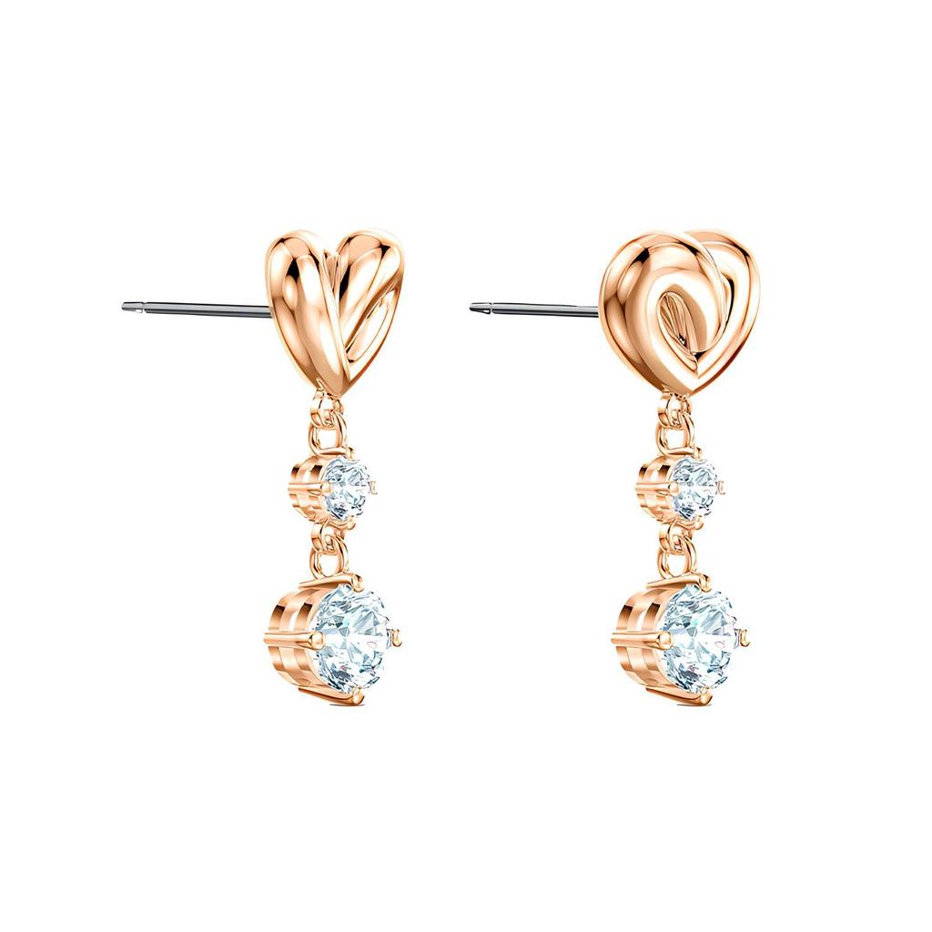 Swarovski Lifelong Heart Love Sparkling Romantic Knot Earrings Women Earrings White Rose-Gold 5517942