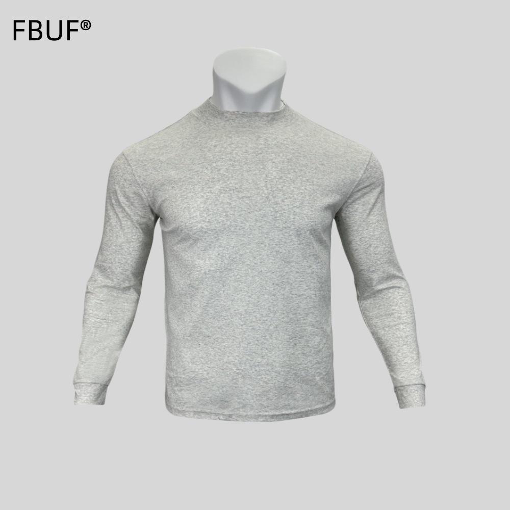 Herrars Stretch Slim Fit 300g Snabbtorkande Långärmad Fitnessöverdel med Halvhög Hals