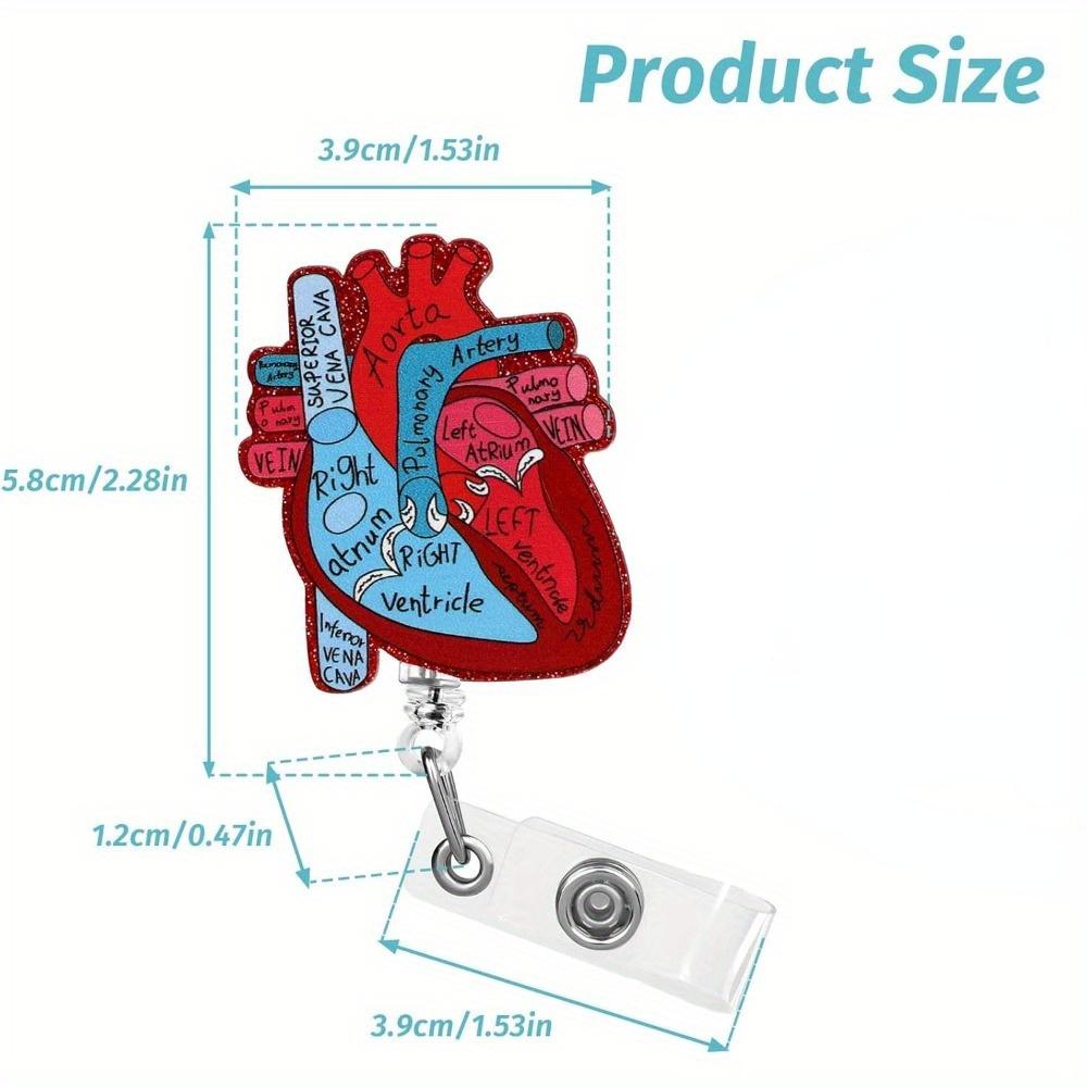 Cardiac Badge Reel. Heart-shaped Retractable ID Clip for Nurses, Doctors & Medical Staff.