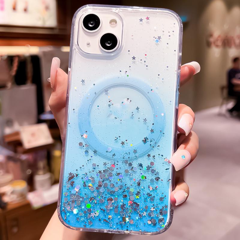 iPhone 17 Case: Epoxy, Glitter, Magnetic - Compatible with iPhone 11, 12, 13 Pro Max, 14, and 15 Gradient Styles