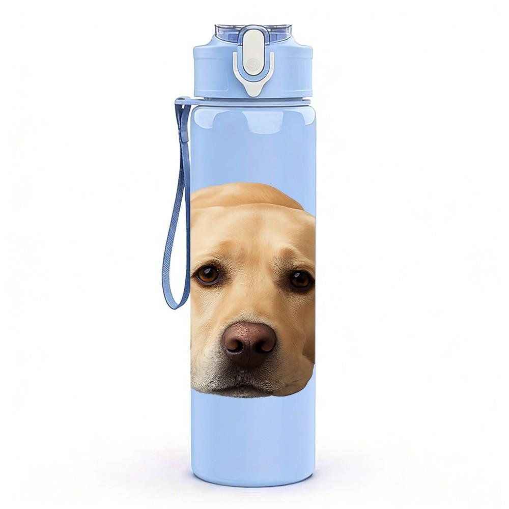 1PC Labrador Dog Gentle Portrait 750ml Color Plastic Sports Water Bottle Leakproof Flip Straw Lid Suitable for Sports Office Home Use