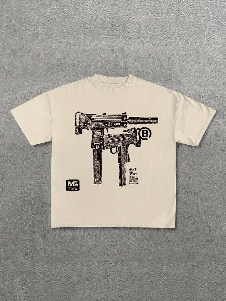 Weapon Dismantling Chart Graphic Printed Cotton T-shirt Summer Short Sleeve Round Neck T-shirt Fashion Outfit 2025 Y2K Tee Tops