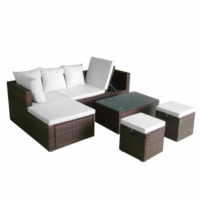VidaXL Garden Lounge Set 4 Pcs with Cushions Wicker Brown 42585