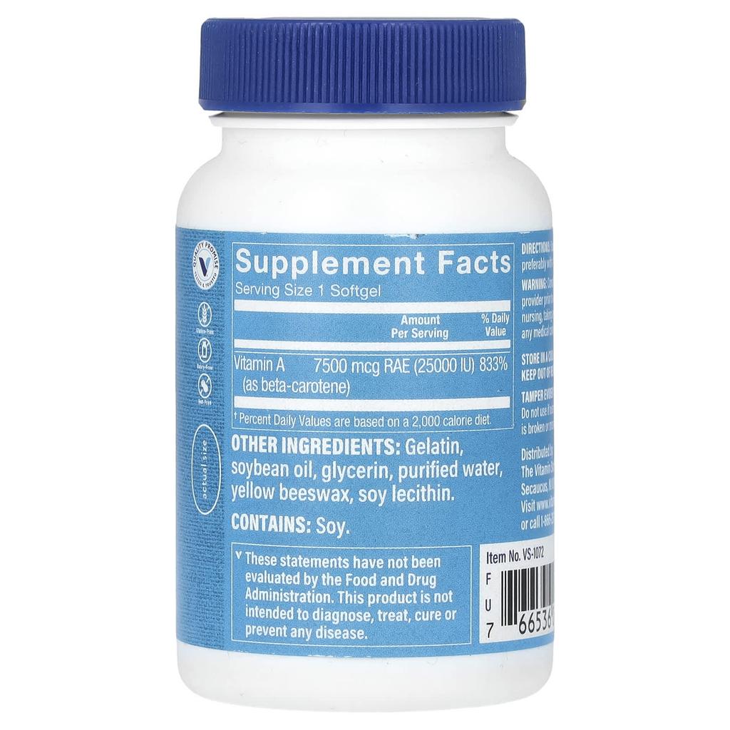 Beta-Carotene, 7,500Mcg (25,000Iu), 100 Softgels