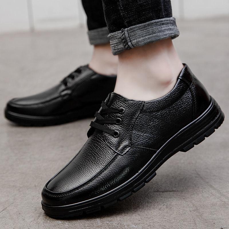 Genuine Leather Shoes Flat Mens Casual Shoes Cowhide Business Brand Male Footwear Soft Comfortable Black Botas Para Hombre Male