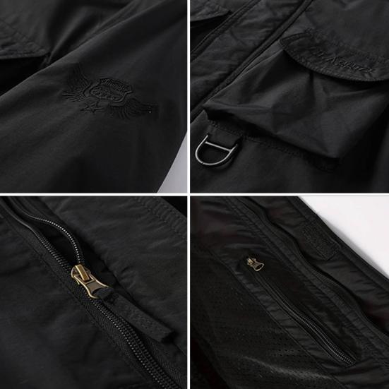 Pánská bunda Odstranění klopy Bunda s kapucí a dlouhým rukávem Kabát s více kapsami Design Jednobarevná léga na zip Venkovní bunda