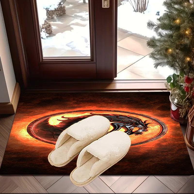 Kombat Dragon In Flames Carpet, Chair Rug,Rug for Office Bedroom Living Rooms, Doormat Decor Fan Gift Christmas Gift