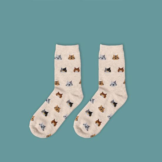 Women's Winter Stylish Autumn Cartoon Animal Cute Cat Pattern Cotton Ankle Socks