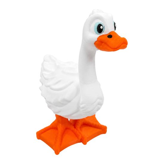 Handcrafted Style Garden Statue 3D Printed Yard Goose Statue, Cute White Long Neck Porch Decor with Whimsical Outdoor Accent Orange Beak Feet,