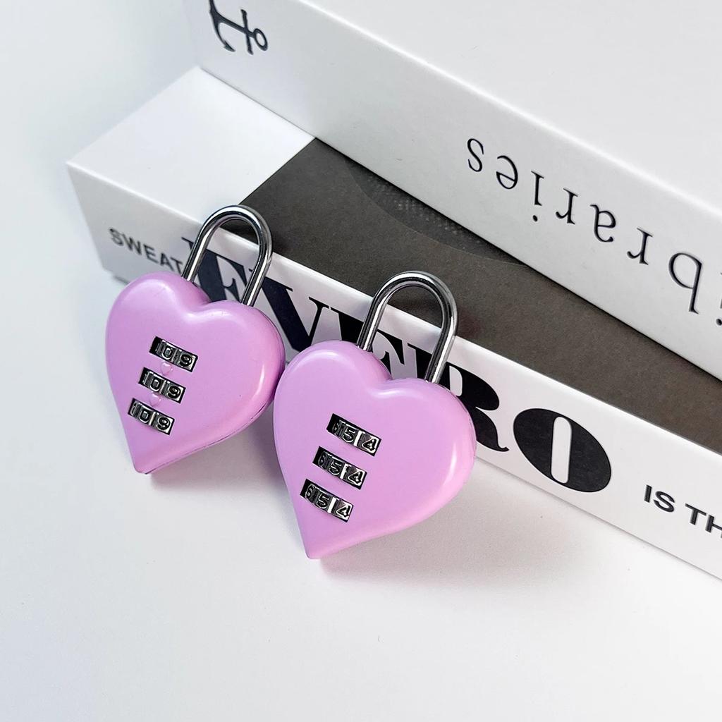 1pc Love Lock, Heart-shaped Lock, Combination Lock With Steel Wire Rope