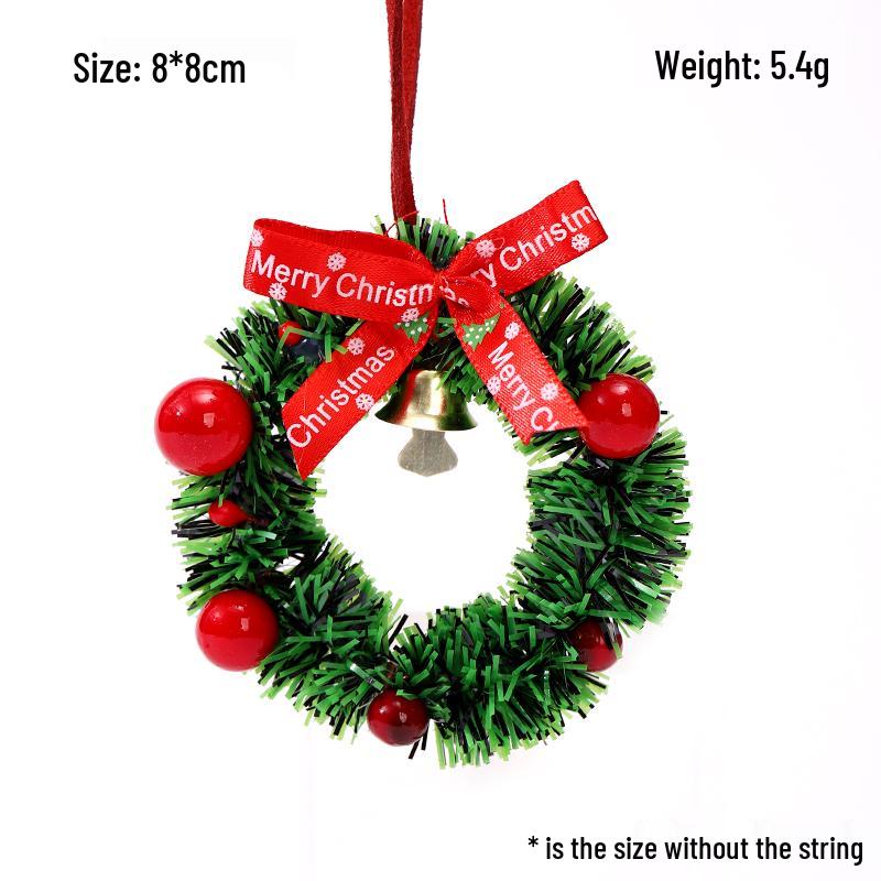 Mini Christmas Wreath Hanging Bell: Festive Car, Tree, and Window Decoration Pendant