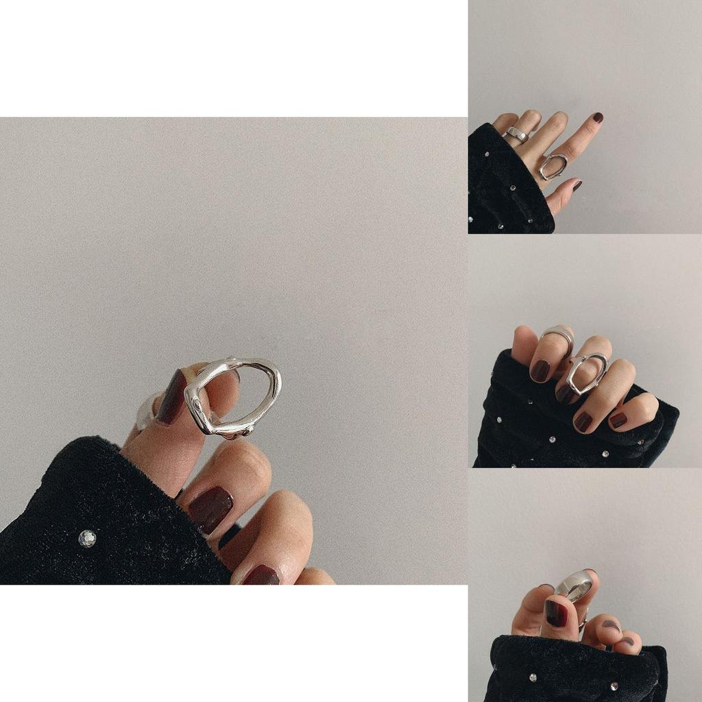 Elegant Silver S925 Open Adjustable Ring With Unique Irregular Light Design Surface