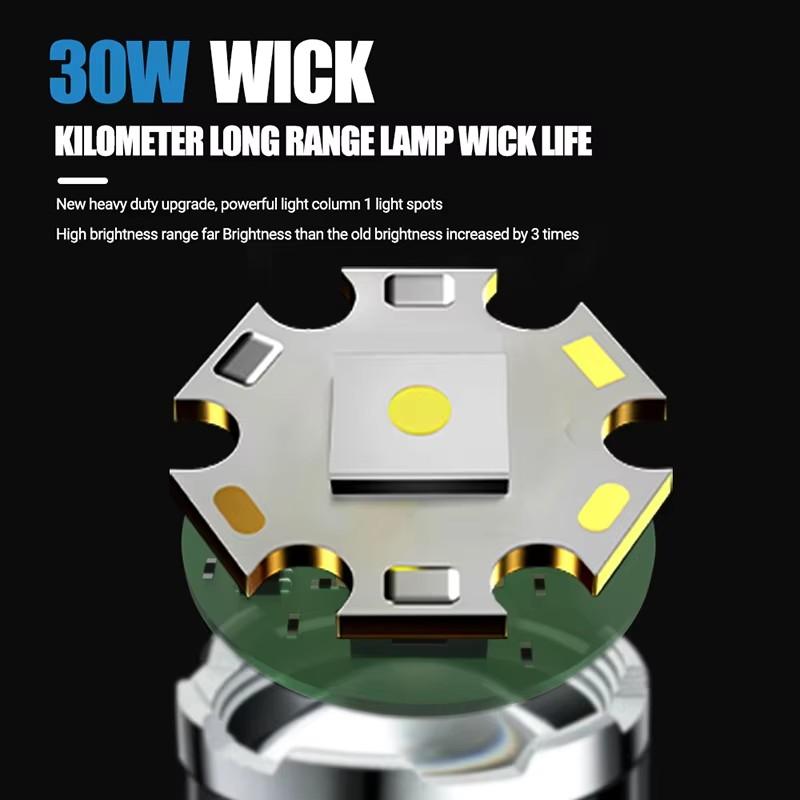 Multi-Functional LED Flashlight Strong Light Tactical Zoom Torch Built-in Battery USB Rechargeable Outdoor Emergency Lantern