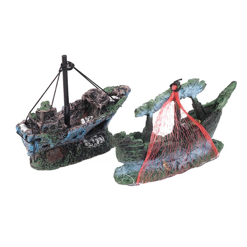 1 Pezzo Accessori Fai da Te per Acquario Acquario Serbatoio Pesci Paesaggio Nave Pirata Relitto Nave Decorazione Ornamento Barca in Resina