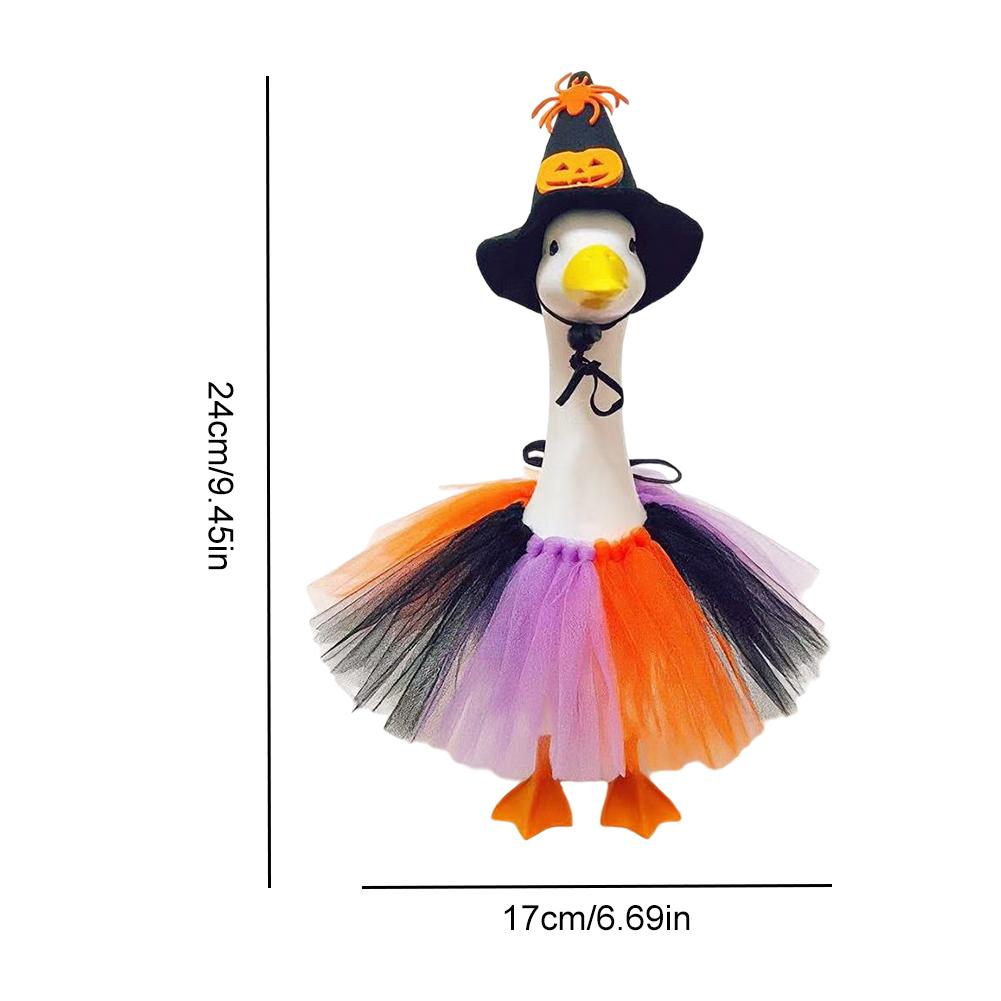 1 Set Halloween Porch Goose Outfits with Witch Hat Skirt Halloween Goose Costume Kit for Yard Decor Outdoor Terrace Fall Festiva