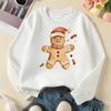 Kids Stylish Crewneck Sweatshirt, Gingerbread Man Christmas Design Red Backdrop Print,Casual Sportswear for Spring & Autumn