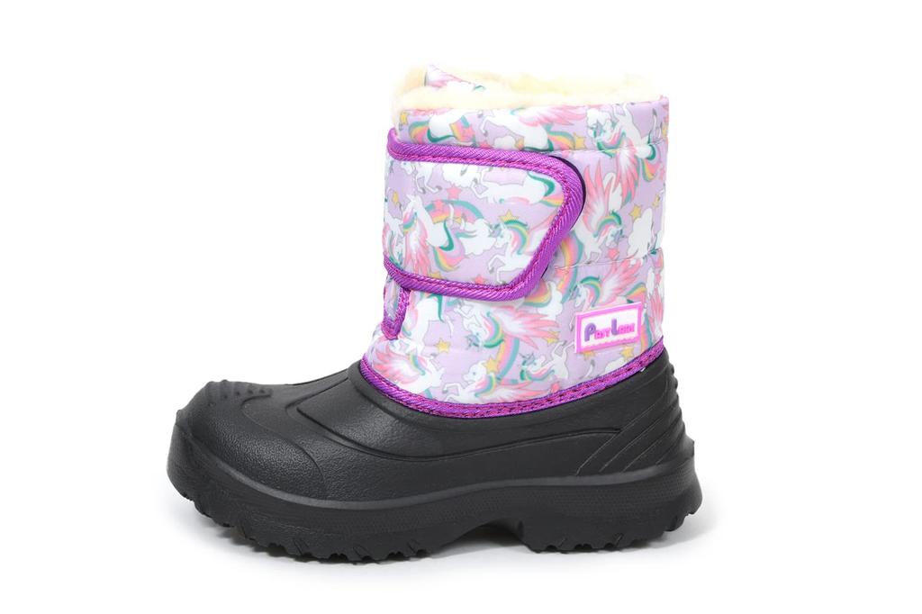 Akiriko Snow Boots, 4cm Waterproof, Boa Cuff, Inner Cushion, Velcro Closure, Girls' Junior Size, Lavender/Purple, 18cm