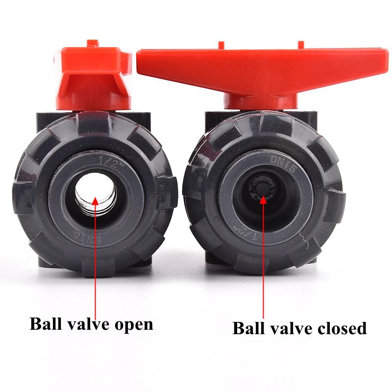 Grey 1/2 Inch~1 Inch Female Male Thread Union Ball Valve Garden Irrigation 20mm~32mm PVC Pipe Socket Water Control Valve