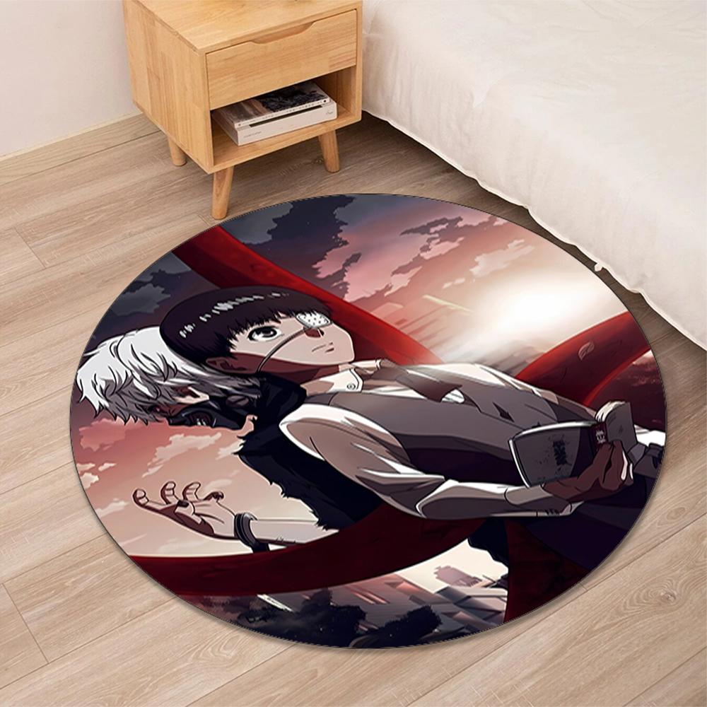 Tokyo Ghoul Printed Round Rug Carpet Chair Rug Area Rug Entryway Doormats,for Office Chair Living Room Bedroom Kitchen Room.