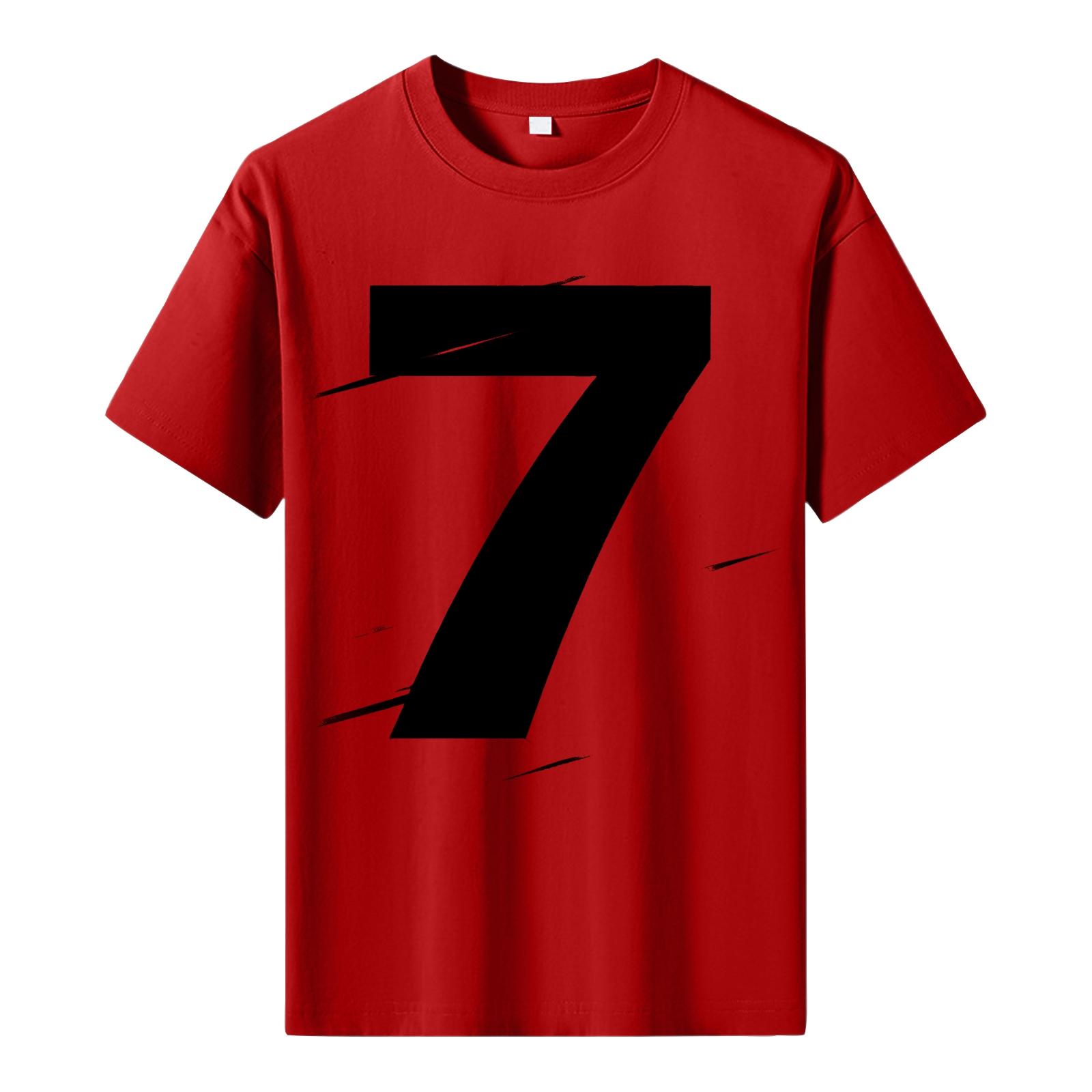 

Мужская футболка с коротким рукавом с принтом Мужская свободная повседневная футболка с коротким рукавом XL красный