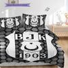 Besiktas logotyp Mönster Sängkläder Täcke Set Påslakan Örngott Heminredning Födelsedagspresent (1 * påslakan + 2 * örngott, utan kärna)