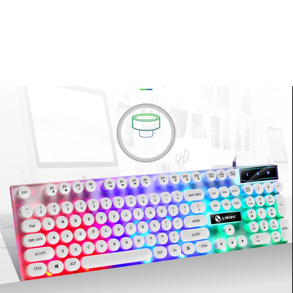 Tastatur Maus Combo Punk Retro Tastenkappen USB Kabelgebunden Bunt Hintergrundbeleuchtet Langlebiges ABS Tastatur und Maus für Gaming Laptop PC