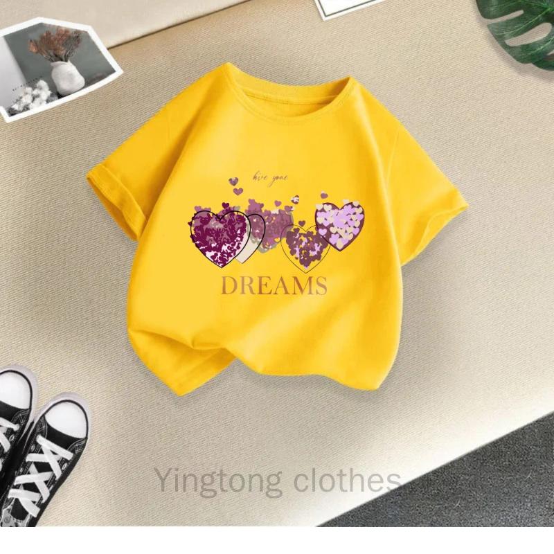 Girls T-shirt Short-sleeved Bottoming Shirt New Summer Fashion Children's Half-sleeved Top Children's Clothing Cotton
