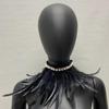 Halloween Dress-up Feather Lace Cape, Black Decorative Shawl for Party, Catwalk and Photoshoot
