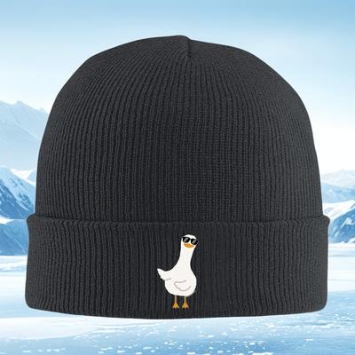 Cool Goose Wearing Sunglasses Black Text Men Women Unisex Knitted Hat Beanie Pullover Cap Winter Thermal Warm Christmas Outdoor
