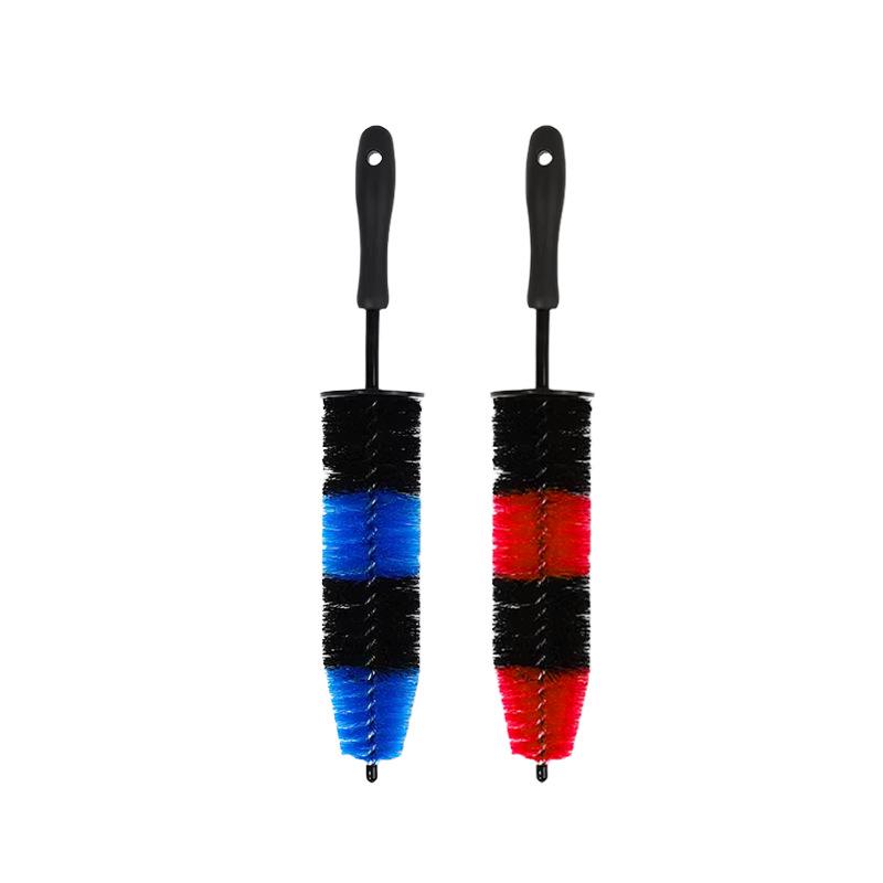 Long-Handle Bent Bristle Brush for Tire, Wheel, Engine, and Interior Cleaning