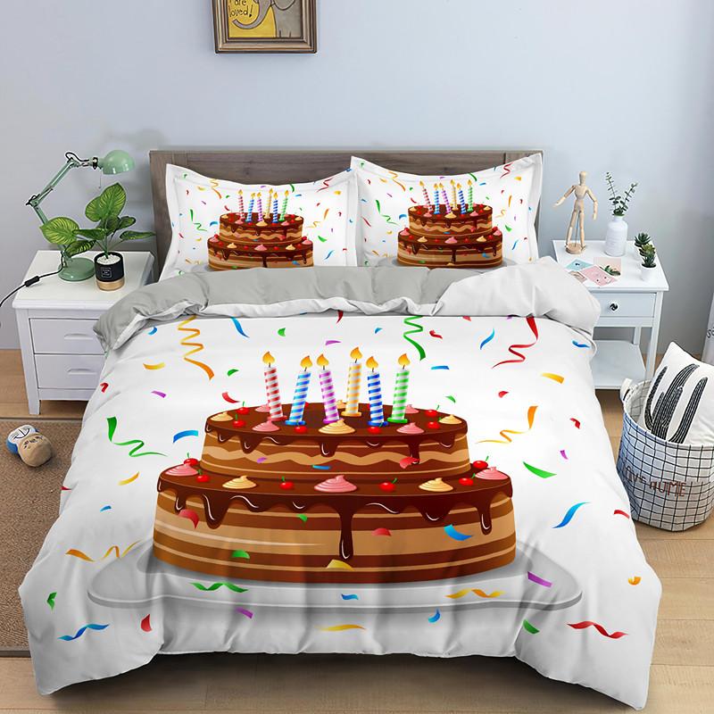 Coffee Cake King Queen Duvet Cover Lovely Afternoon Tea Drawing Bedding Set For Adult Western Drink 2/3pcs Polyester Quilt Cover