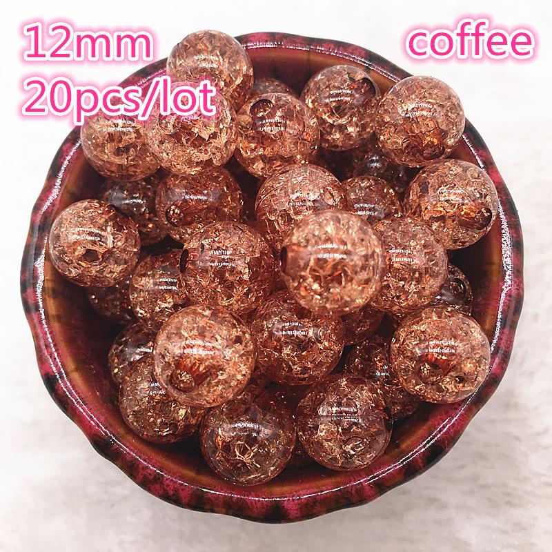 20pcs 12mm Multicolor Round Acrylic Crackle Bead Loose Spacer Beads For Necklaces Bracelets Jewelry Making
