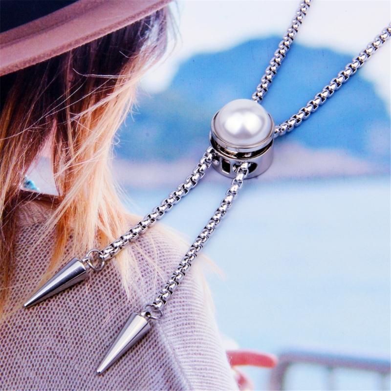 Stainless Steel Bolo Necklace Lightweight Movable Pointed Cone Neckchain Jewelry for Daily Use and Travel Adventures