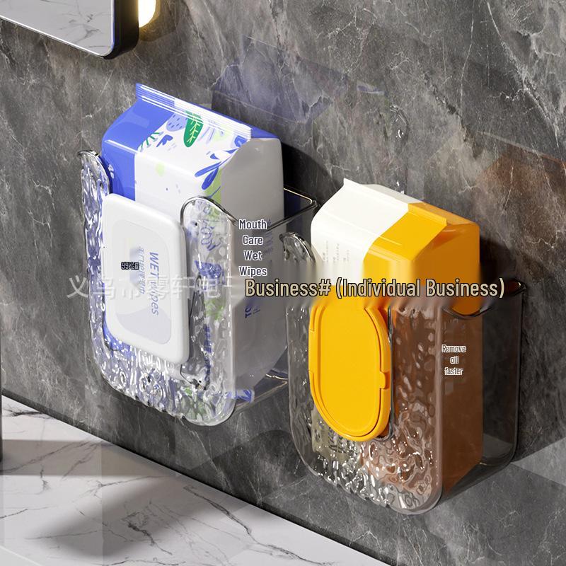 Wall-Mounted, Punch-Free Wet Wipe & Tissue Storage Box for Bathroom and Kitchen